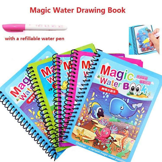 Magic Water Book for Kids - Mess-Free, Reusable, and Fun Activity with Pen (2 Pcs)