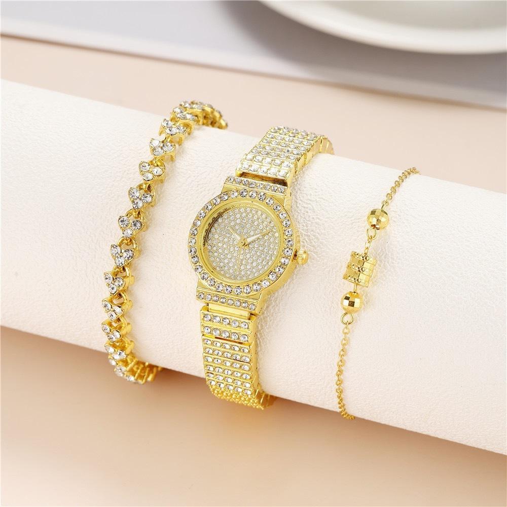 Buy Luxury Full Diamond Ladies Bracelet Watch – 3-Piece Gift Set