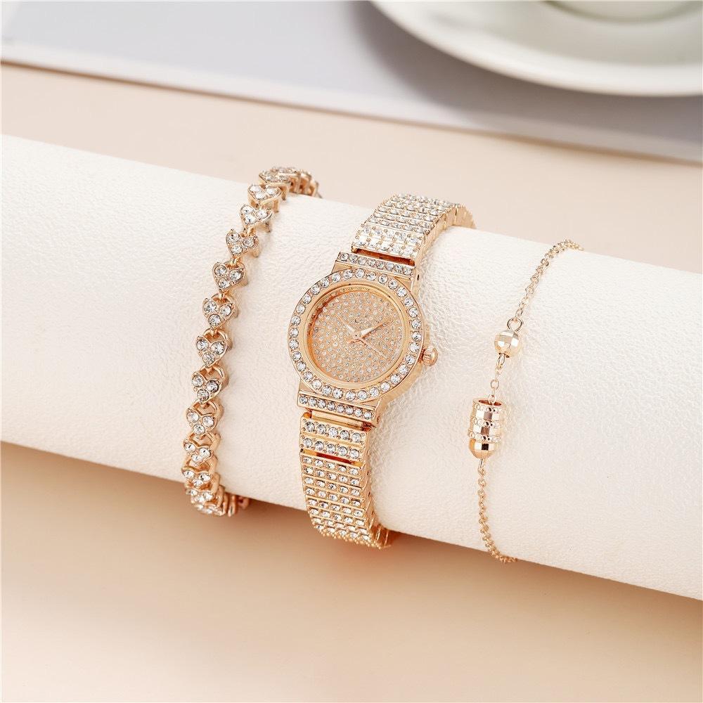 Buy Luxury Full Diamond Ladies Bracelet Watch – 3-Piece Gift Set